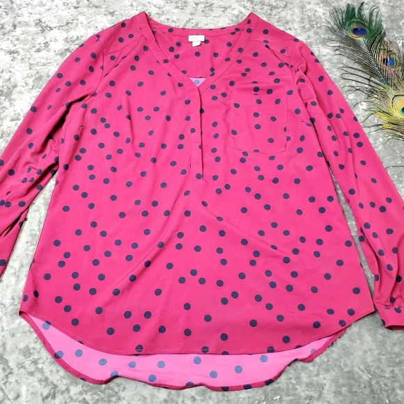 Merona Polkadot Red Blouse - Picture 2 of 9